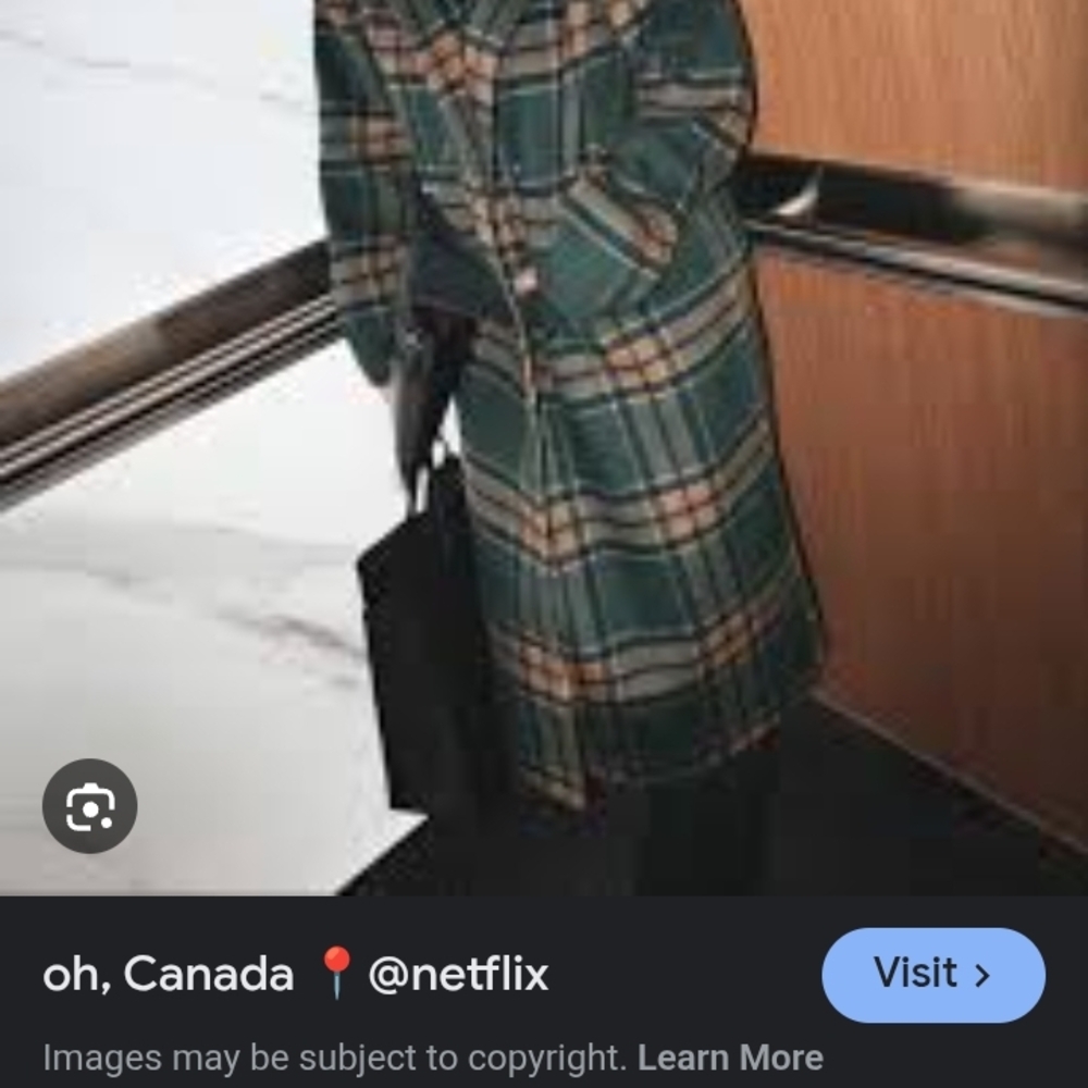 OAK + FORT Green and Brown Plaid Pea Coat - Picture 5 of 6